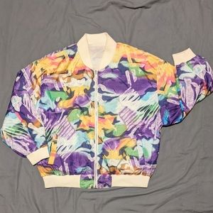 Vntg Hot Spices Reversible Abstract Design Unisex Bomber Track Jacket